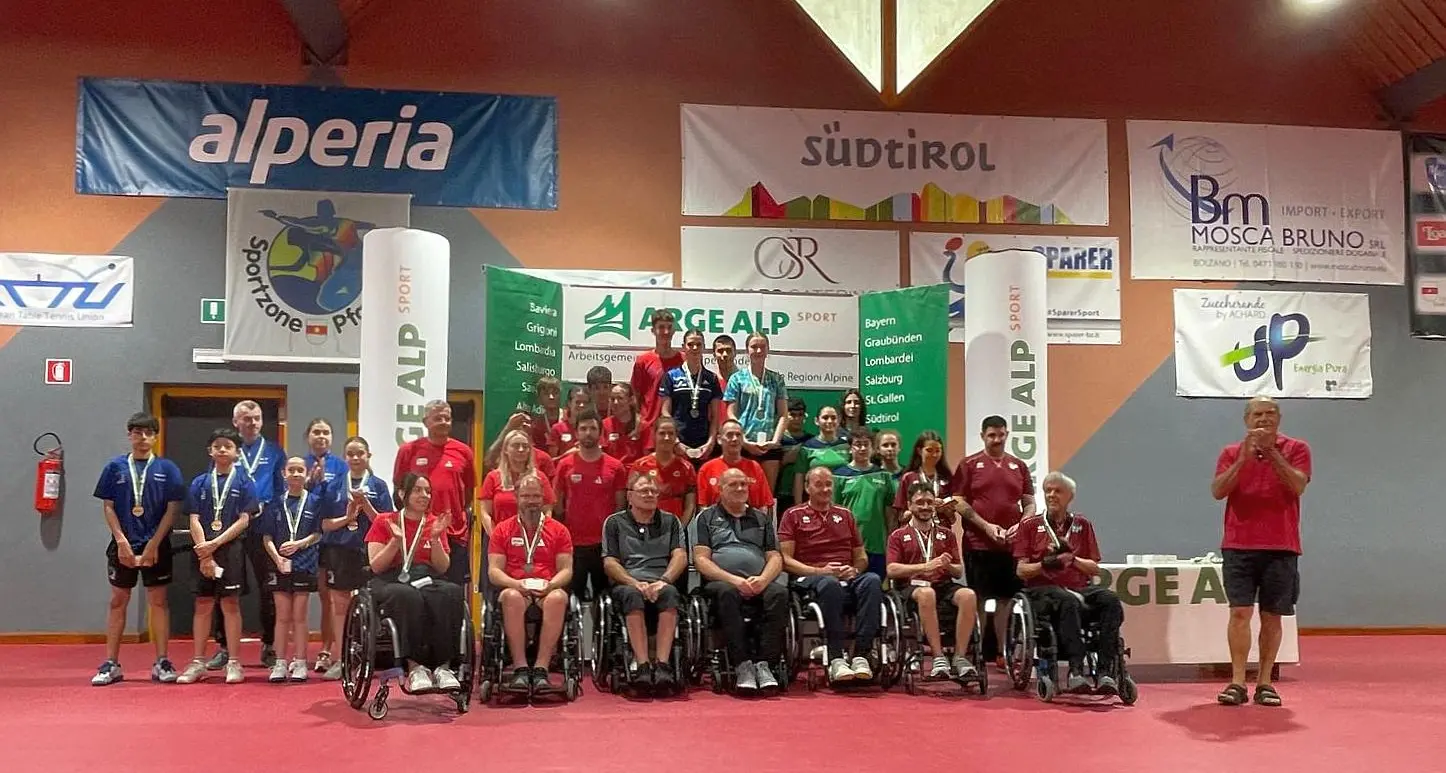 Arge Alp di tennistavolo a Bolzano: Alto Adige sul podio tra giovani e paralimpici