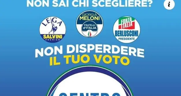 Manifesti Centro Destra, critiche anche dalla Lega: “Rischiano di creare confusione”