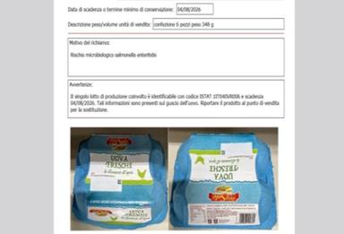 Uova da allevamento all'aperto ritirate per salmonella, avviso del ministero