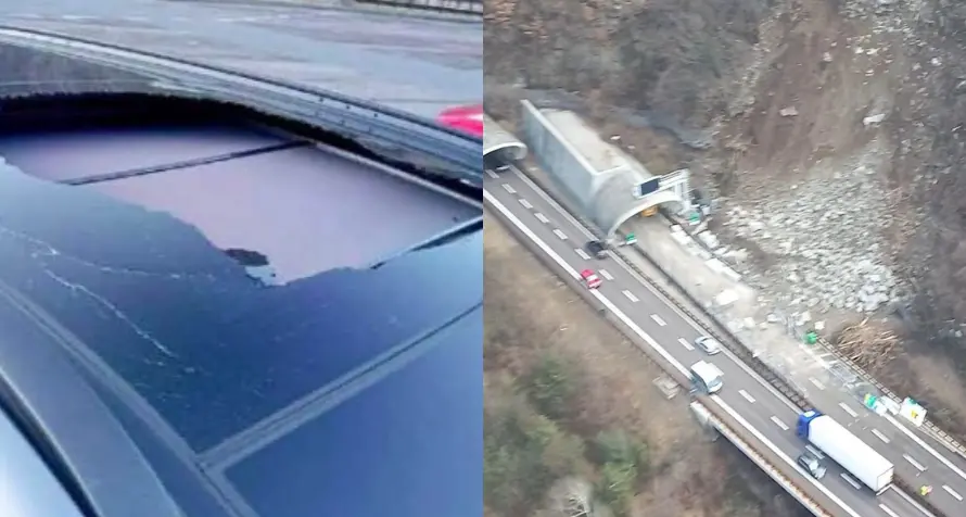 Chiusa, la testimonianza: «Il tetto della mia auto sfondato da un masso caduto sull’A22»