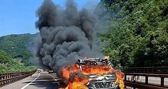 Vigili del fuoco in azione sulla A22: furgone distrutto dalle fiamme
