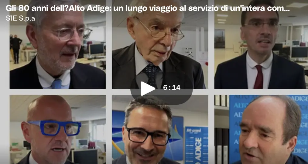 Gli 80 anni dell’Alto Adige, finestra sul territorio e sul mondo. Amato: \"Anche questo quotidiano ha costruito ponti\"
