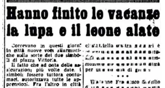 20 agosto 1954: Finito il lifting per le statue della lupa e il leone alato