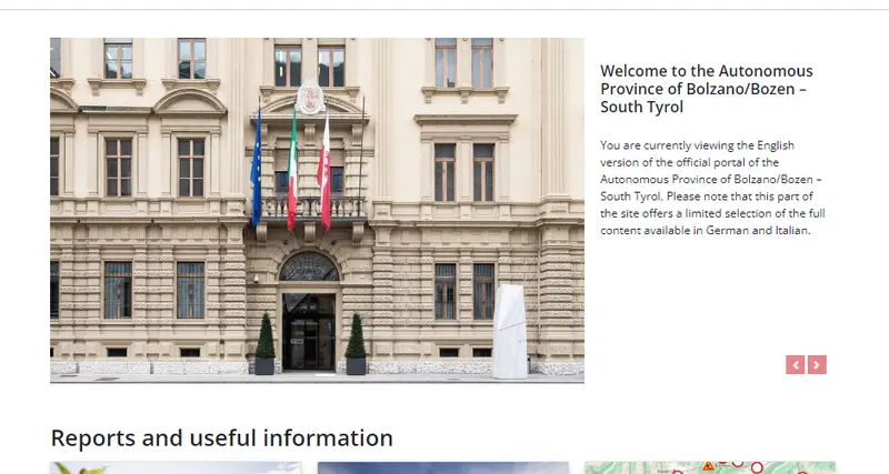 Il sito della Provincia di Bolzano ora è anche in inglese