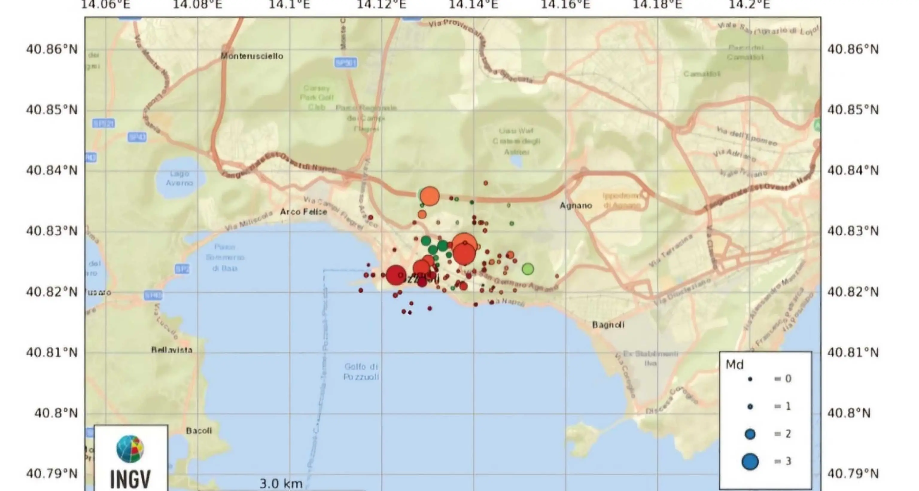 Campi Flegrei, Ingv: dalle 19:51 di ieri circa 150 i terremoti
