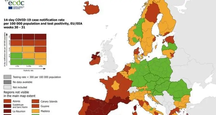 Mappa europea del Covid: l’Alto Adige è verde
