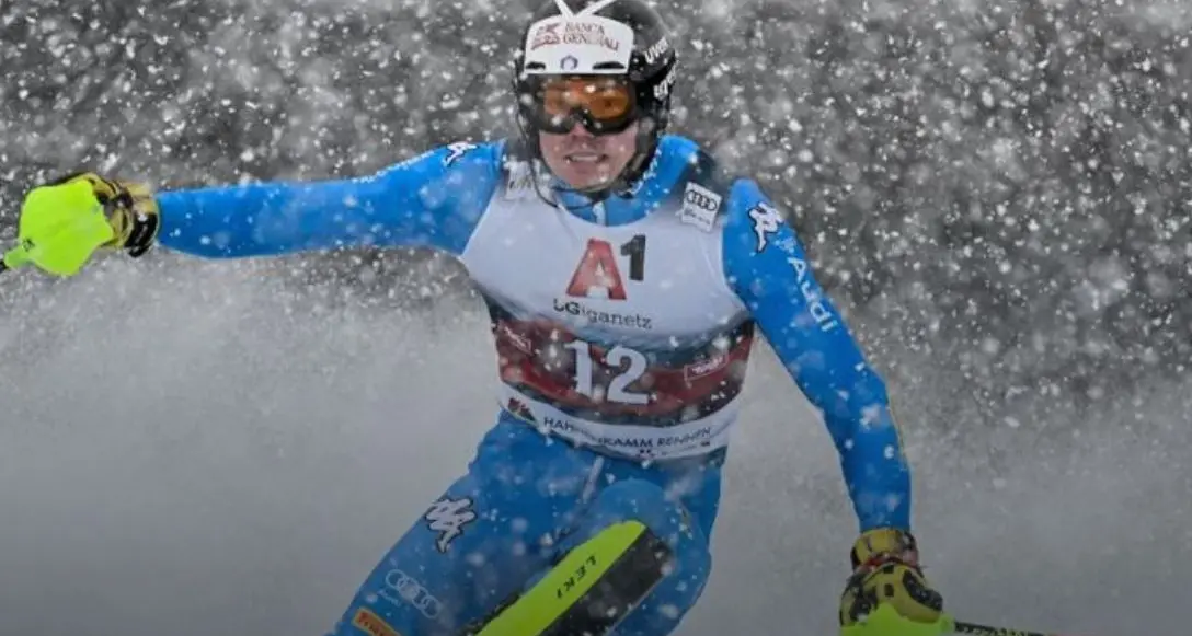 Alex Vinatzer primo dopo la prima manche a Kitzbuhel