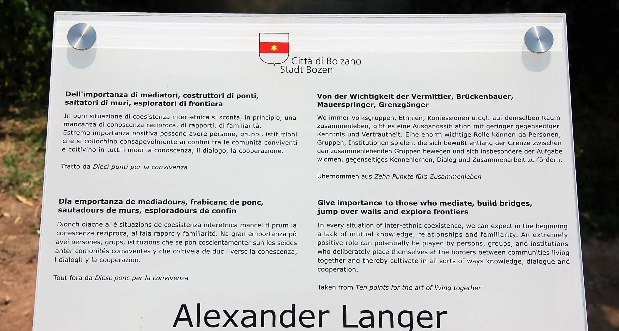 Bolzano, domenica l’omaggio ad Alexander Langer e la memoria dei fratelli Scholl